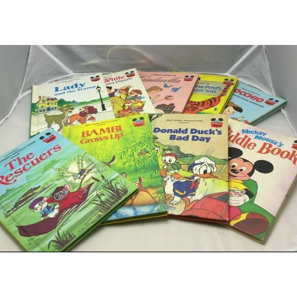 Disney Wonderful World Reading Set 9 Books Bambi Mickey Pooh Tigger Pinocchio